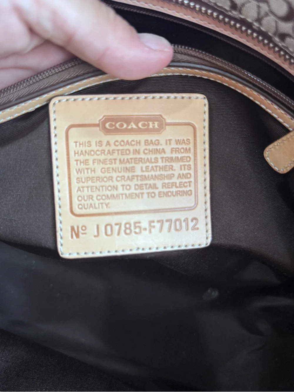 Coach Brown Signature weekend Tote with Tan Trim and Leather Straps